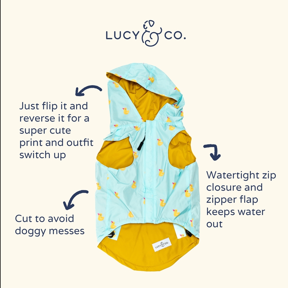 Lucky Ducky Reversible Raincoat for dogs by Lucy & Co Size L NWT - Picture 8 of 8